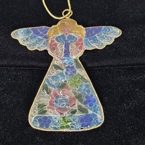 Vibrant Angel Ornament with Gold Trim